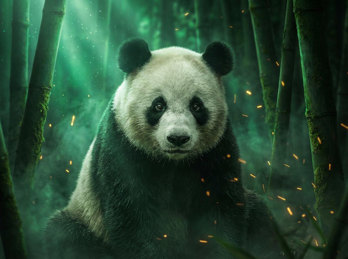 重口-熊猫幼崽竹林嬉戏视频
